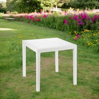 Gartentisch Agrigento, Quadratischer Gartentisch, feststehender Couchtisch in Rattan-Optik, 100 % Made in Italy, Cm 80x80h72, weiß von IPAE PROGARDEN