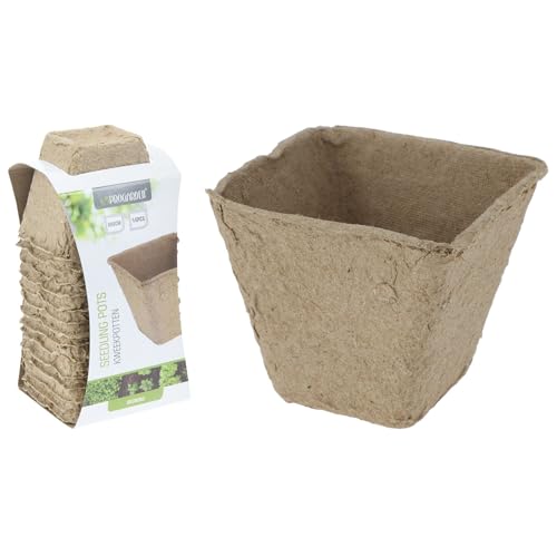 PROGARDEN Anzuchttöpfe 6x6cm Pappe 14 Stück - biologisch abbaubare Pflanztöpfe eckig - Aufzuchttöpfe zur Pflanzenanzucht - Natur von PROGARDEN