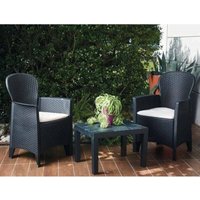 Ipae Progarden - Outdoor-Lounge-Set Foggia, Gartengarnitur mit 2 Sesseln und 1 Couchtisch, Sitzgruppe in Rattan-Optik mit Kissen, 100 % Made in von IPAE PROGARDEN