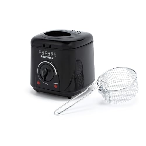 1L Compact Deep Fat Fryer – Adjustable Temperature Control, Power Lights, Filter to Reduce Odours, Non-Stick Cooking Bowl, Viewing Window, Removable Basket, 950W, Black EK2969PBLK 1L Compact Deep Fat Fryer – Adjustable Temperature Control, Power Lights, Filter to Reduce Odours, Non-Stick Cooking Bowl, Viewing Window, Removable Basket, 950W, Black EK2969PBLK von PROGRESS