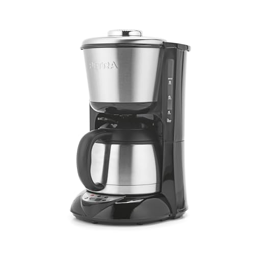 Petra Filterkaffeemaschine – 1L Kaffeemaschine mit Tropfbrühsystem, Edelstahlkanne, Digitalanzeige, Kaffeestärkenregelung, Kompatibel mit gemahlenem Kaffee, Integrierter Timer, 800W, PT6162VDE Petra Filterkaffeemaschine – 1L Kaffeemaschine mit Tropfbrühsystem, Edelstahlkanne, Digitalanzeige, Kaffeestärkenregelung, Kompatibel mit gemahlenem Kaffee, Integrierter Timer, 800W, PT6162VDE von Petra