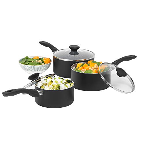 Progress BW09872EU Go Healthy antihaftbeschichtetes Kochtopf set mit deckel, 3-teilig induktions kochtopf set, 16/18/20cm saucepan set, Spülmaschinenfest, marmor kochtopf-set, saucepan non stick von PROGRESS