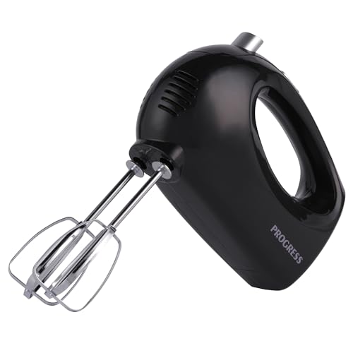 Progress EK5901PVDE Handmixer – elektrische Handquirle mit 5 Geschwindigkeitsstufen, Auswurffunktion für einfache Reinigung, für Plätzchenteig, Kuchenteig, Pfannkuchenmischungen, 250 W, Schwarz von PROGRESS