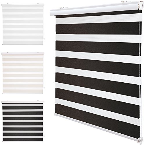 PROHEIM Doppelrollo Klemmfix Ohne Bohren | Klemmrollo mit Variabler Klemmfix-Halterung und Frontblende | Fensterrollo mit Alu Klemmträgern, Größe:80 x 160 cm, Farbe:Anthrazit von PROHEIM