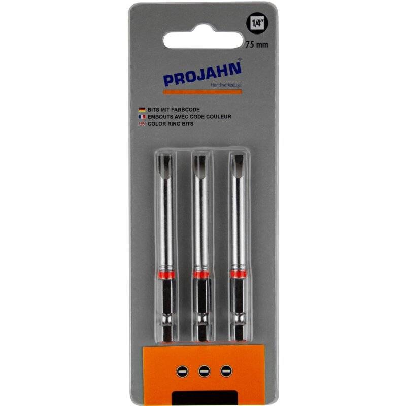 Projahn Color-Ring Bit 6,3 (1/4") für Schlitz-Schrauben 4 mm x 75 mm - 3 Stück von PROJAHN Präzisionswerkzeuge GmbH