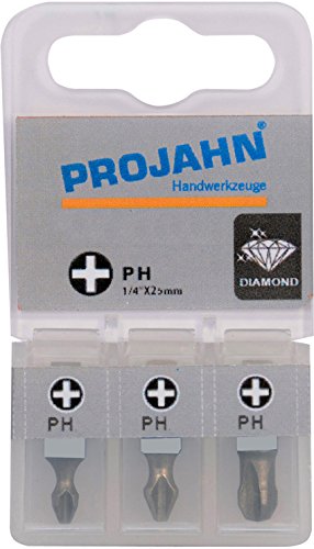 Projahn 1/4 Zoll Bit Diamantbeschichtet Länge 25mm Phillips Nr. 1, 3-er Pack 1750001-03 von Projahn