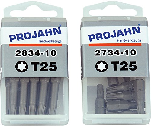 Projahn Schraubendreher-Einsätze T20 (Länge 25 mm, Bits für Innen-TX Schrauben, aus S2-Spezialstahl, Schrauber-Bit, 10er Set) 2733-10 Projahn Schraubendreher-Einsätze T20 (Länge 25 mm, Bits für Innen-TX Schrauben, aus S2-Spezialstahl, Schrauber-Bit, 10er Set) 2733-10 von Projahn