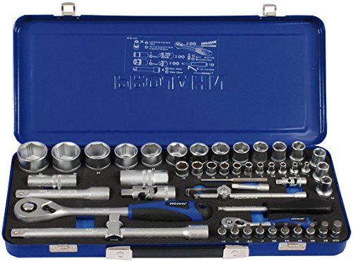 Projahn Xi-on Steckschlüssel Satz 54-tlg.(mit 6-Kant 1/4 Zoll & 1/2 Zoll Einsätze, Knarren 72 Zähne, Öffnen von abgenutzten Schrauben und Muttern) 4131 von Projahn