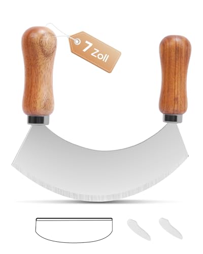 PROKITCHEN Wiegemesser 7 Zoll, Zum Zerkleinern von Kräutern und Gewürzen,Kräutermesser mit 1 Klinge aus Edelstahl, Pizzaschneider mit Holzgrif PROKITCHEN Wiegemesser 7 Zoll, Zum Zerkleinern von Kräutern und Gewürzen,Kräutermesser mit 1 Klinge aus Edelstahl, Pizzaschneider mit Holzgrif von PROKITCHEN