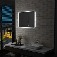 LED-Badspiegel,Wandspiegel,Badzimmer Spiegel mit Touch-Sensor und Zeitanzeige 80×60 cm AGHDE173977 Maisonchic von MAISONCHIC