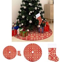 Luxus-Weihnachtsbaumdecke mit Socke Rot 90 cm - Rot - Prolenta Premium von PROLENTA PREMIUM