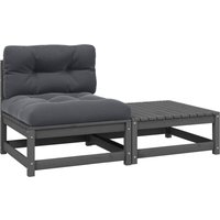 Maison Exclusive 2-tlg. Garten-Lounge-Set mit Kissen Grau Kiefer Maison Exclusive 2-tlg. Garten-Lounge-Set mit Kissen Grau Kiefer von PROLENTA PREMIUM