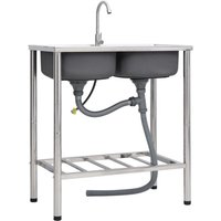 Maison Exclusive Camping-Spüle mit Doppelbecken und Wasserhahn Maison Exclusive Camping-Spüle mit Doppelbecken und Wasserhahn von PROLENTA PREMIUM