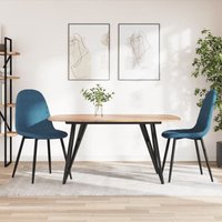 Maison Exclusive Esszimmerstühle 2 Stk. Blau Samt von PROLENTA PREMIUM
