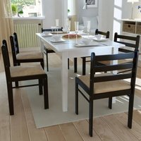 Maison Exclusive Esszimmerstühle 6 Stk. Braun Massivholz und Samt von PROLENTA PREMIUM