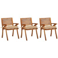 Maison Exclusive Garten-Essstühle mit Kissen 3 Stk. Massivholz Maison Exclusive Garten-Essstühle mit Kissen 3 Stk. Massivholz von PROLENTA PREMIUM