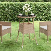 Maison Exclusive Gartentisch Ø60x75 cm Hartglas und Poly Rattan Maison Exclusive Gartentisch Ø60x75 cm Hartglas und Poly Rattan von PROLENTA PREMIUM