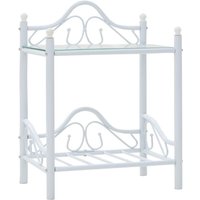 Maison Exclusive Nachttisch Stahl und Hartglas 45x30,5x60 cm Weiß von PROLENTA PREMIUM