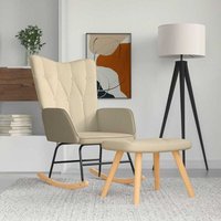 Maison Exclusive Schaukelsessel mit Hocker Creme Stoff von PROLENTA PREMIUM