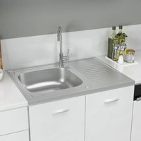 Maison Exclusive Spüle mit Abtropffläche Set Silbern 800x600x155 Maison Exclusive Spüle mit Abtropffläche Set Silbern 800x600x155 von PROLENTA PREMIUM
