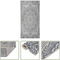 Asupermall - The Living Store Outdoor-Teppich Flachgewebe 100x200 cm Blaues Muster - Outdoor-Teppich - Balkon-Teppich - Terrassen-Teppich von ASUPERMALL
