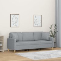 Prolenta Premium 3-Sitzer-Sofa mit Zierkissen Hellgrau 180 cm Prolenta Premium 3-Sitzer-Sofa mit Zierkissen Hellgrau 180 cm von PROLENTA PREMIUM