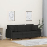 Prolenta Premium 3-Sitzer-Sofa mit Zierkissen Schwarz 180 cm Prolenta Premium 3-Sitzer-Sofa mit Zierkissen Schwarz 180 cm von PROLENTA PREMIUM