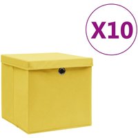 Longziming - Aufbewahrungsboxen mit Deckeln 10 Stk. 28x28x28 cm Gelb von LONGZIMING