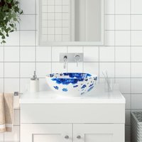 Prolenta Premium Aufsatzwaschbecken Weiß und Blau Rund Ø41x14 cm Prolenta Premium Aufsatzwaschbecken Weiß und Blau Rund Ø41x14 cm von PROLENTA PREMIUM