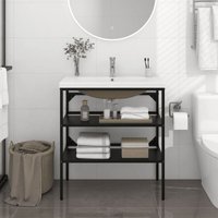 Prolenta Premium - Badezimmer-Waschtischgestell mit Waschbecken - Schwarz von PROLENTA PREMIUM