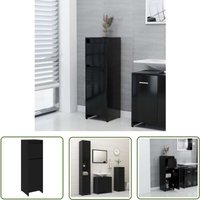 Vidaxl - The Living Store Badezimmerschrank Schwarz 30x30x95 cm Holzwerkstoff - Badezimmermöbel - Schubladen - Regale - Badschränkchen von VIDAXL