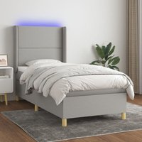 Prolenta Premium Boxspringbett mit Matratze & LED Hellgrau Prolenta Premium Boxspringbett mit Matratze & LED Hellgrau von PROLENTA PREMIUM