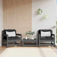 Prolenta Premium - Gartenstühle 2 Stk. Grau Massivholz Kiefer - Grau von PROLENTA PREMIUM