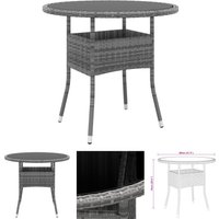 Prolenta Premium - Gartentisch Ø80x75 cm Hartglas und Poly Rattan - Grau von PROLENTA PREMIUM