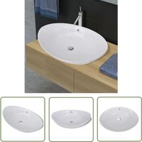 Prolenta Premium - Keramik Waschbecken Keramikspülen Überlauf Oval 59 x 38,5 cm - Keramik Waschbecken - Ovales Waschbecken - Waschbecken Weiß von PROLENTA PREMIUM