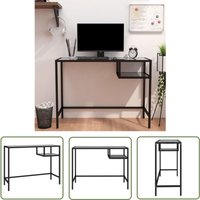 Prolenta Premium - The Living Store Computertisch Schwarz Marmor 100x36x74 cm Hartglas - Schreibtisch - Glastisch - Computertisch - Bürotisch von PROLENTA PREMIUM
