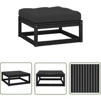 Prolenta Premium - The Living Store Garten-Fußhocker mit Kissen Schwarz Kiefer Massivholz - Gartenfoßhocker - Kiefernholzmöbel - Outdoor Möbel von PROLENTA PREMIUM