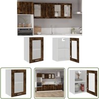 Prolenta Premium - The Living Store Hängeschrank Glas Räuchereiche 40x31x60 cm Holzwerkstoff - Küchenregal - Aufbewahrungsschrank - Hängeschrank von PROLENTA PREMIUM