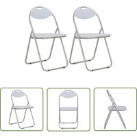 Prolenta Premium - The Living Store Klappbare Esszimmerstühle 2 Stk. Weiß Kunstleder - Esszimmerstühle - Klappstühle - Küchenstühle - Gästestühle von PROLENTA PREMIUM