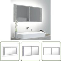 Prolenta Premium - The Living Store LED-Bad-Spiegelschrank Betongrau 100x12x45 cm Acryl - LED-Spiegelschrank - Badezimmerspiegel - Beton Grau von PROLENTA PREMIUM
