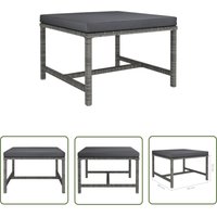 The Living Store Modular-Fußhocker mit Kissen Grau Poly Rattan - Modularer Fußhocker - Gartenfußbank - Outdoor Möbel - Rattan Sessel - Balkon Deko von PROLENTA PREMIUM