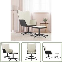 Prolenta Premium - The Living Store Relaxsessel mit Hocker Cremeweiß Samt und pvc - Samtsofa - Wohnzimmersessel - Drehsessel - Bequemlichkeit von PROLENTA PREMIUM