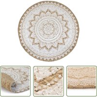 Prolenta Premium - The Living Store Teppich Jute Geflochten Bedruckt 240 cm Rund - Naturfaser Teppich - Jute Teppich - Runder Teppich - Mandala von PROLENTA PREMIUM