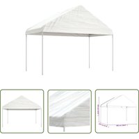 The Living Store Pavillon mit Dach Weiß 4,08x2,23x3,22 m Polyethylen - Pavillon - Gartenhaus - Sonnenschutz - Outdoorparty - Grillplatz von JINLEFU
