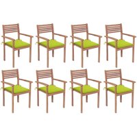 Stapelbare Gartenstühle mit Kissen 8 Stk. Massivholz Teak von LONGZIMING