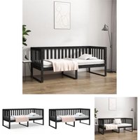 Tagesbett Einzelbett Bett für Schlafzimmer Schwarz 100x200 cm Massivholz Kiefer DE31223 von MAISONCHIC