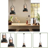 Prolenta Premium - The Living Store Deckenlampe 2 Stk. Schwarz Rund E27 - Pendelleuchte - Deckenlampe - Wohnzimmerlampe - Küchenlampe - Esszimmerlampe von PROLENTA PREMIUM