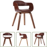 The Living Store Esszimmerstuhl Braun Bugholz und Kunstleder - Esszimmerstuhl - Küchenstuhl - Bugholzstuhl - Lederstuhl - Designerstuhl von PROLENTA PREMIUM