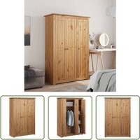 The Living Store Kleiderschrank 3-Türig 118×50×171,5 cm Kiefer Panama Serie - Schrank - Kleiderschrank - Massivholzmöbel - Kiefer - Wohnzimmer von PROLENTA PREMIUM