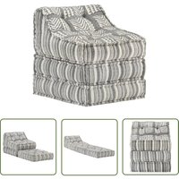 The Living Store Modularer Pouf Grau Gestreift Stoff - Sitzsack - Lounge Chair - Modulares Sofa - Wohnaccessoire - Couchtisch von PROLENTA PREMIUM